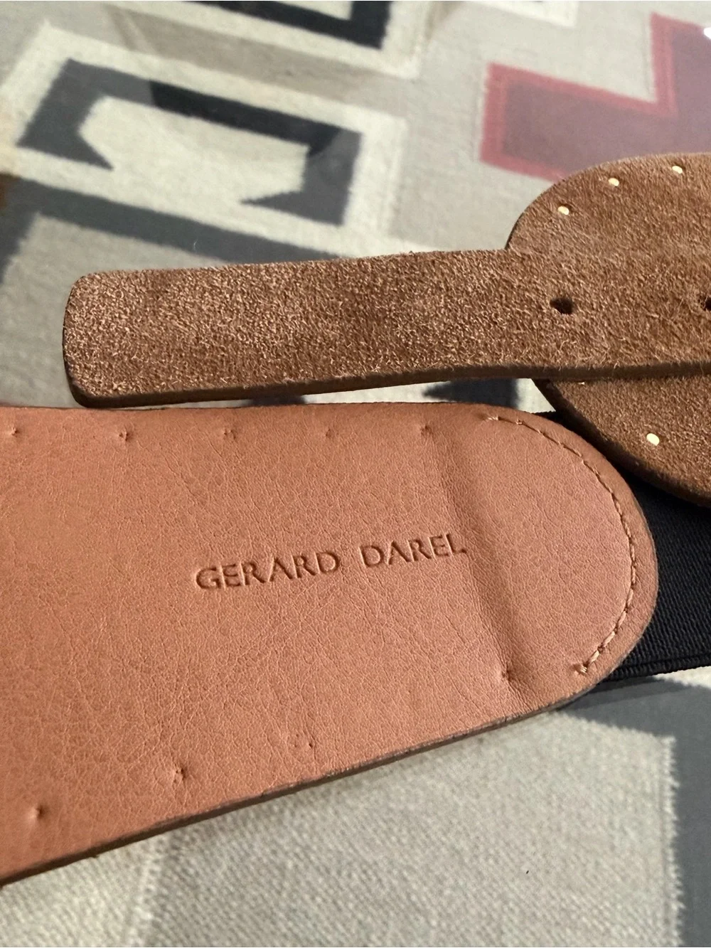 Gerard Darel Suede Leather Stretchy back Waist Belt Studded Made in Italy T2/M
